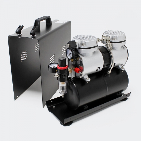 Airbrush Kompressor AF196AW Lufttank 2 Zylinder Kolben