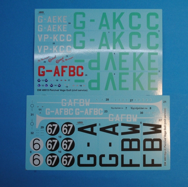 1/48 Percival Vega Gull civilian registrations