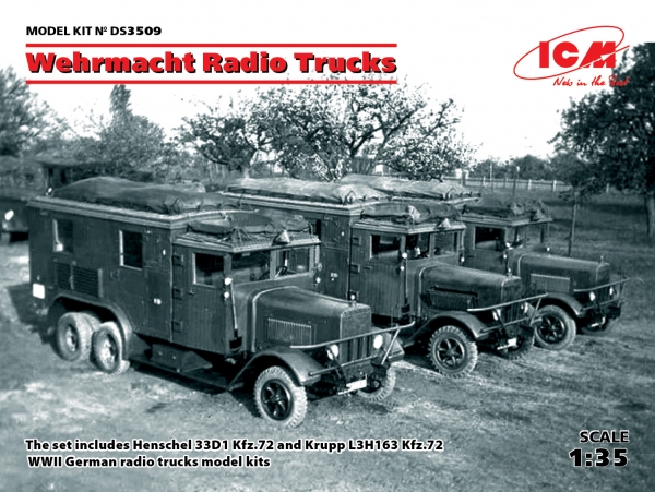 1/35 Wehrmacht Radio Trucks x 2 (Henschel 33D1 Kfz.72, Krupp L3H163 Kfz.72) Diorama Set