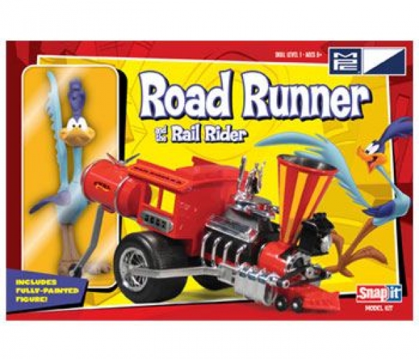 Road Runner and the Rail Rider dragster includes fully-painter figure (snap together)