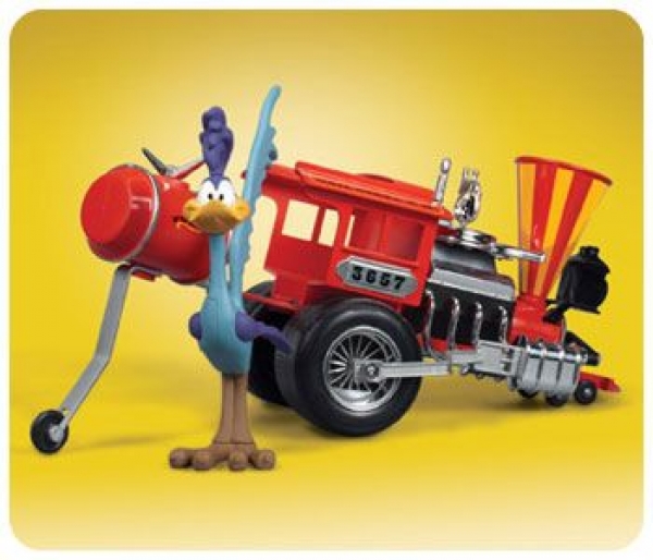 Road Runner and the Rail Rider dragster includes fully-painter figure (snap together)