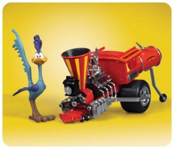 Road Runner and the Rail Rider dragster includes fully-painter figure (snap together)