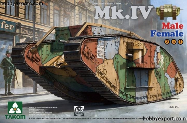 1/35 WWI Heavy Battle Tank Mk.IV Male/Female 2 In 1